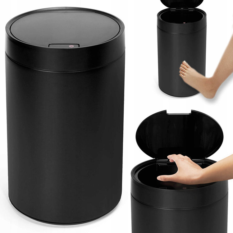 Automatinė metalinė šiukšliadėžė su jutikliu „Gockowiak Junk“, 17 l, juoda
