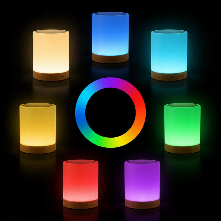 Belaidis LED RGB naktinis šviestuvas vaikams su liečiamuoju jutikliu, 10 spalvų