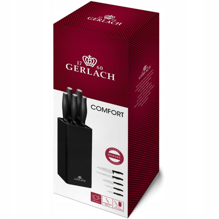 Virtuvinių peilių rinkinys bloke „Gerlach Comfort“, 5 vnt.