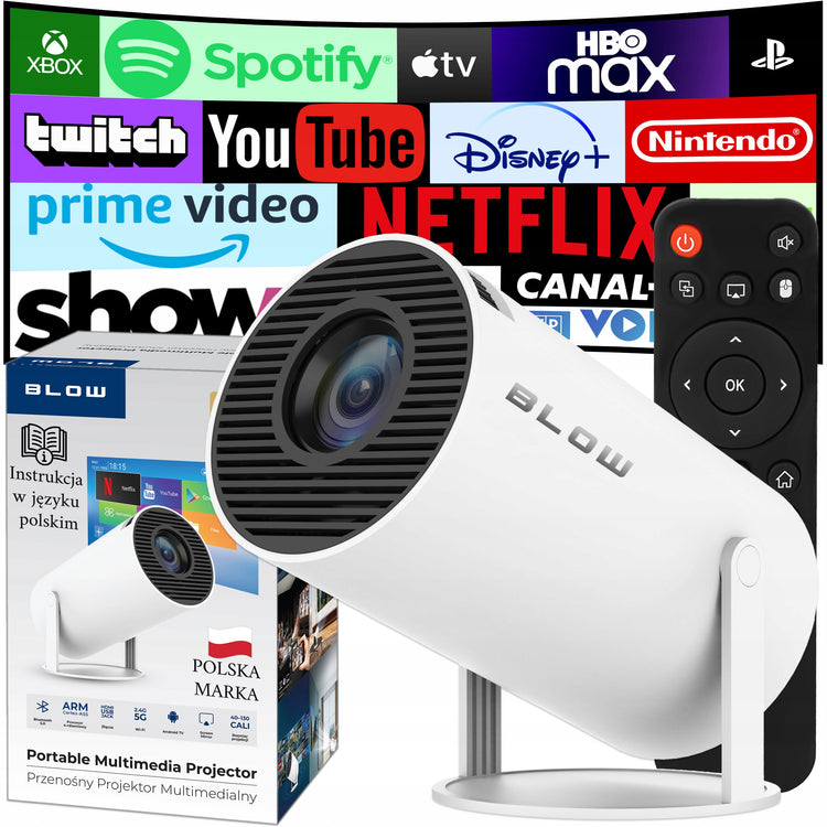 Nešiojamas pasukamas projektorius su „Android Smart TV“ ir Wi-Fi, HD