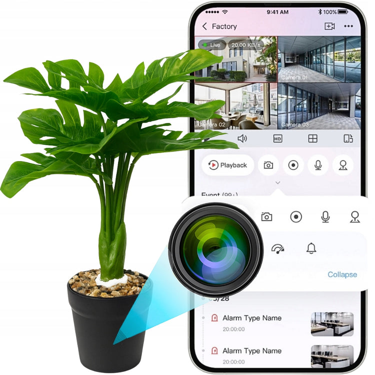 Mini Wi-Fi kamera dirbtiniame augale „Spreest WF-JH53“