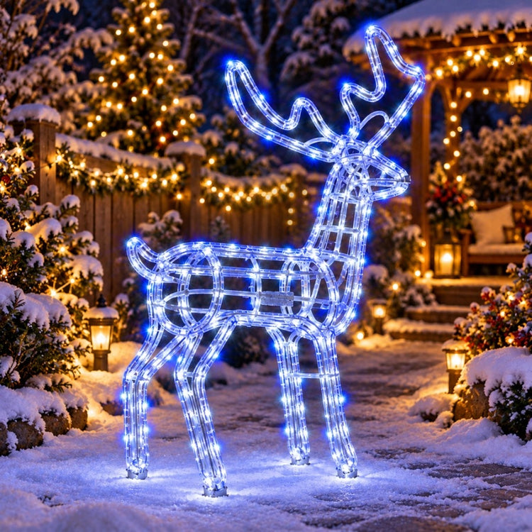 Šviečianti LED šiaurės elnio figūra su judančia galva, 110 cm