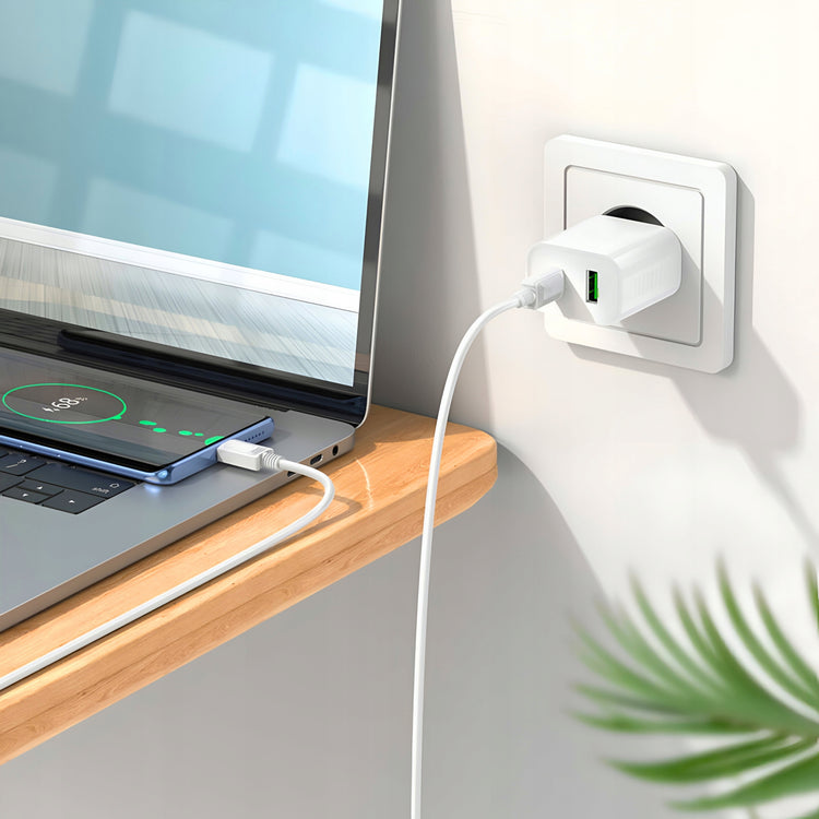 GaN tinklo įkroviklis „Matnox“ 30 W, USB + USB-C, PD 3.0, QC 3.0