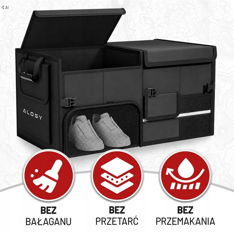 Sulankstomas bagažinės organizatorius „Alogy“ su sustiprintu dugnu ir dangteliu