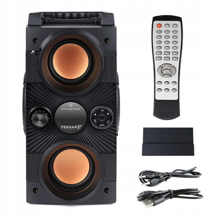 Medinė Bluetooth kolonėlė „Feegar Dance“, 30 W, su radiju ir karaoke funkcija