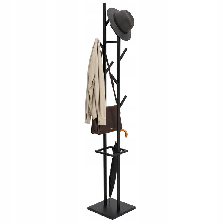Metalinė pastatoma drabužių kabykla su 8 kabliais „Gockowiak“, 175 cm, juoda