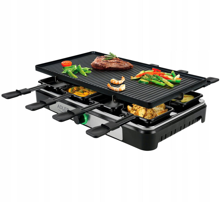 Elektrinis raclette grilis 8 asmenims su dviguba plokšte, 1400 W