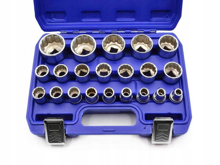 Dvylikakampių galvų rinkinys 1/2“ „Kraft&Dele KD10348“, 8–36 mm, 21 vnt., lagaminėlyje
