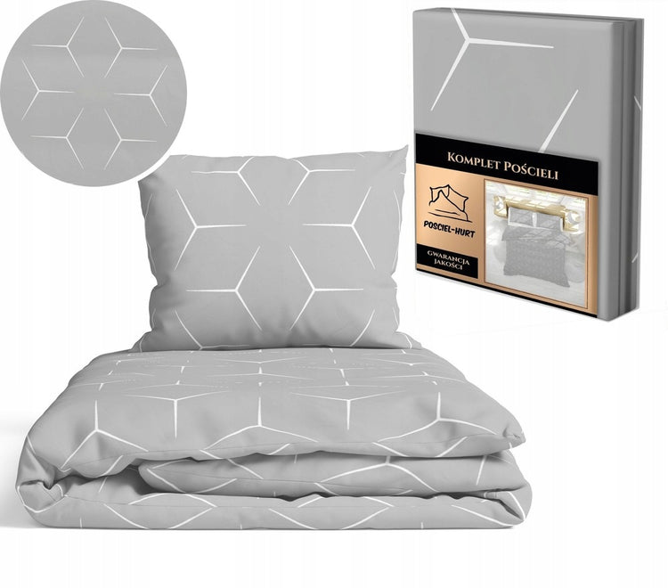 Stora medvilninė patalynė 160 × 200 cm su 2 pagalvės užvalkalais, geometrinis raštas