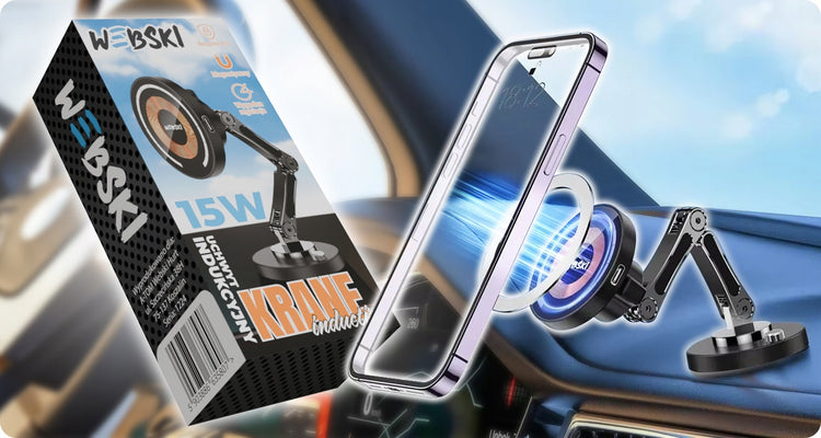 Magnetinis telefono laikiklis „Webski“ su 15 W krovikliu, suderinamas su MagSafe