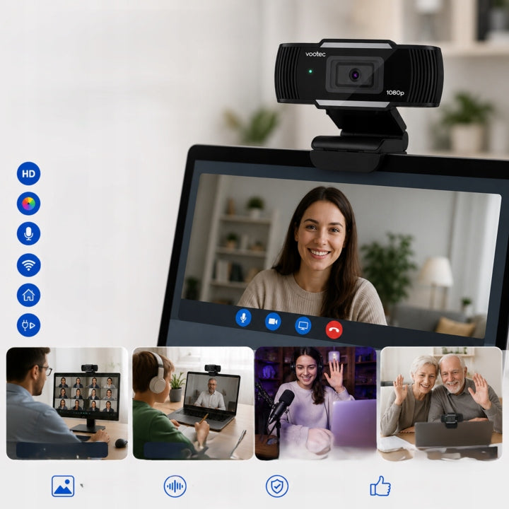 Internetinė kamera „eAdaptery“ Full HD 1080p su mikrofonu ir veido sekimu