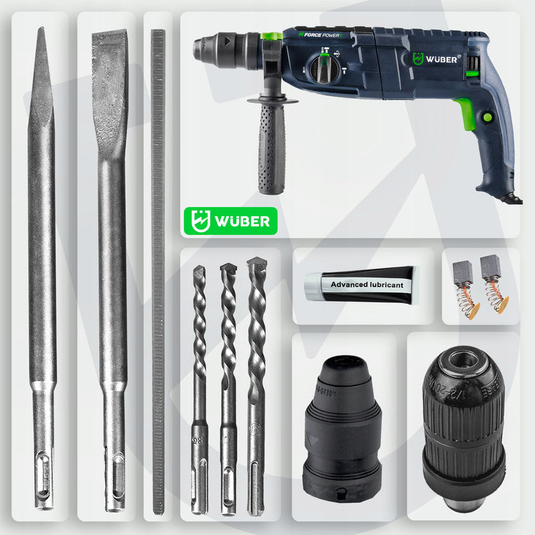 Perforatorius „Wuber“ SDS+, 2500 W, 4 J, 4000 smūgių/min – nuotrauka 6