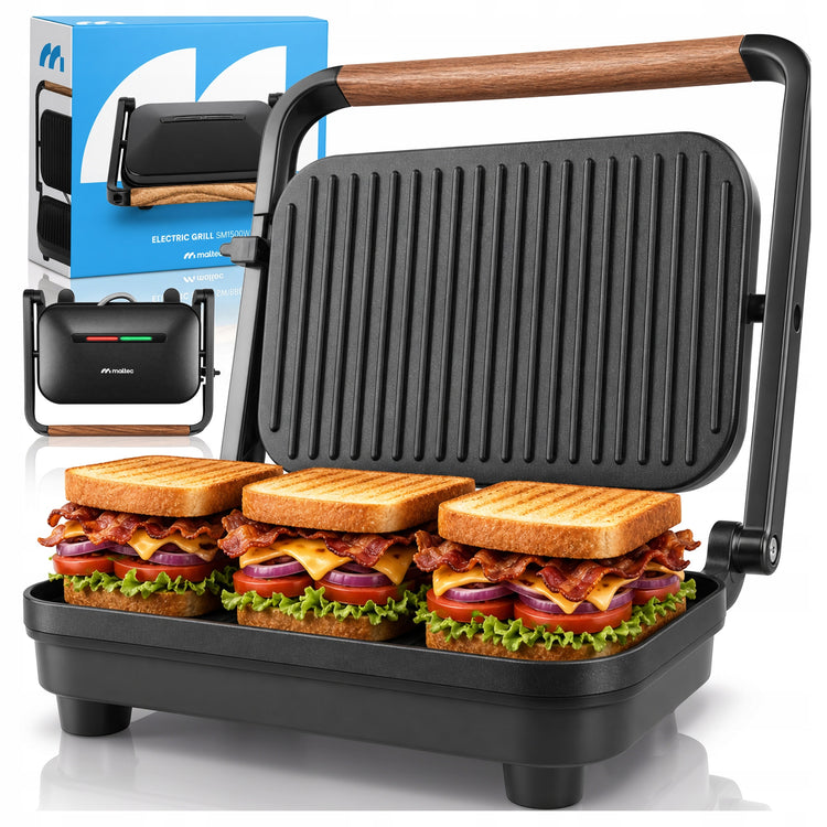 Kontaktinis grilis-sumuštinių keptuvė panini, 1500 W, nepridegančios plokštės – nuotrauka 1