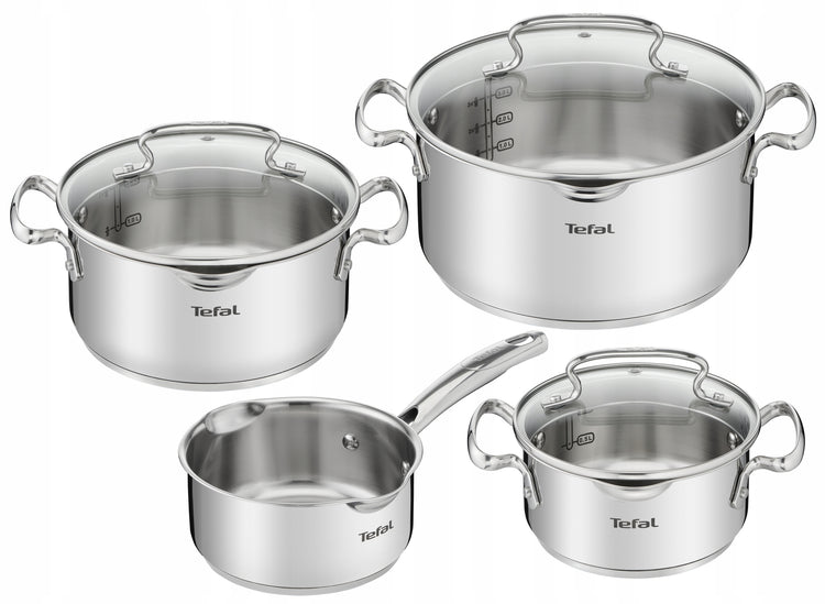 Nerūdijančio plieno puodų rinkinys „Tefal Duetto+“, 7 dalių, indukcijai
