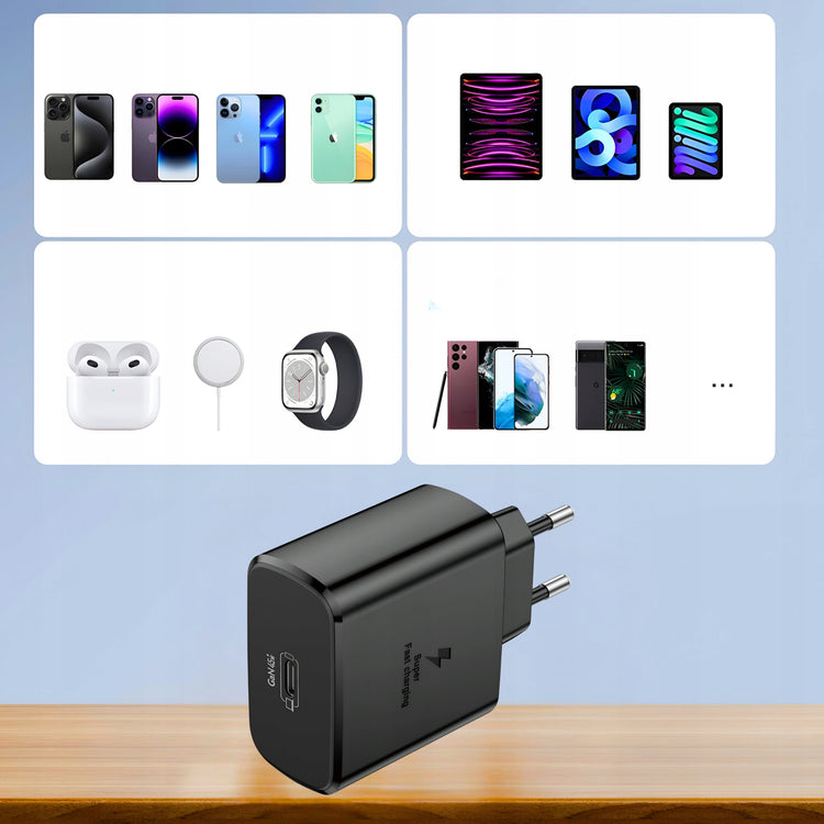 GaN tinklo įkroviklis „Matnox“ 45 W USB-C su laidu, PD 3.0, QC 3.0