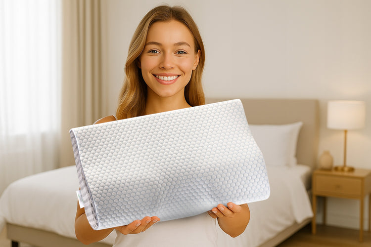 Ortopedinė profiliuota pagalvė miegoti ant šono ir pilvo, memory foam