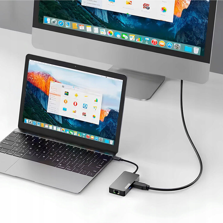 USB-C šakotuvas „POLION PLNA028“ 6 in 1: USB 3.2, PD 100 W, HDMI 4K, LAN 1 Gb