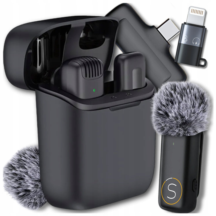Belaidis segamas mikrofonas „Slayo Mike S11“ telefonui su krovimo dėklu, USB-C