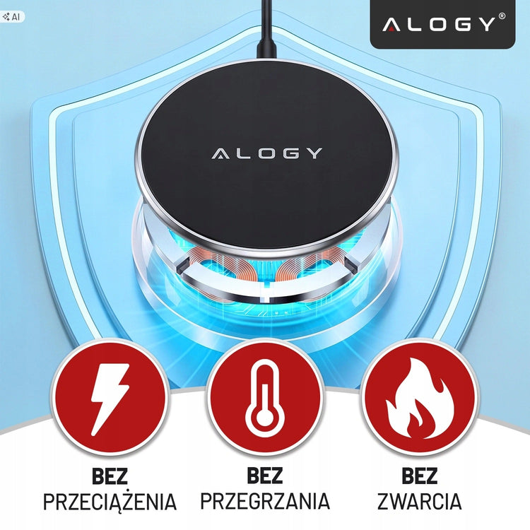 Itin plonas indukcinis kroviklis „Alogy SlimCharge“ 15 W, Qi, su USB-C laidu