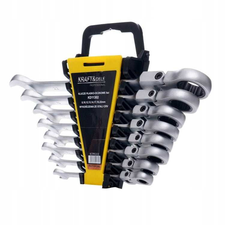 Laužtų kombinuotų raktų su terkšle rinkinys „Kraft&Dele KD11302“, 8–22 mm, 8 vnt.