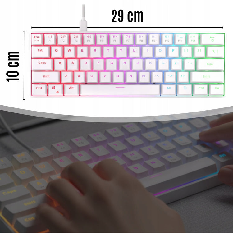 Mechaninė klaviatūra „Memflow“ 61 klavišas, balta, RGB, USB-C