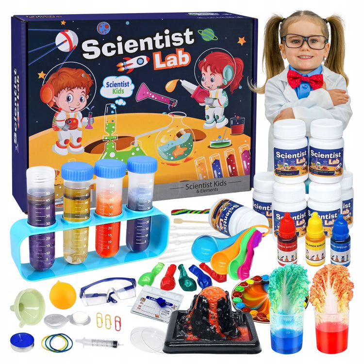 Mažojo chemiko laboratorija: 80 eksperimentų rinkinys su ugnikalniu