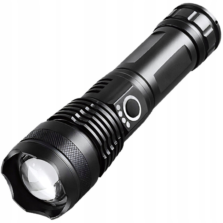 Akumuliatorinis taktinis LED žibintuvėlis „Retoo“, 1000 lm, 5 režimai, USB-C