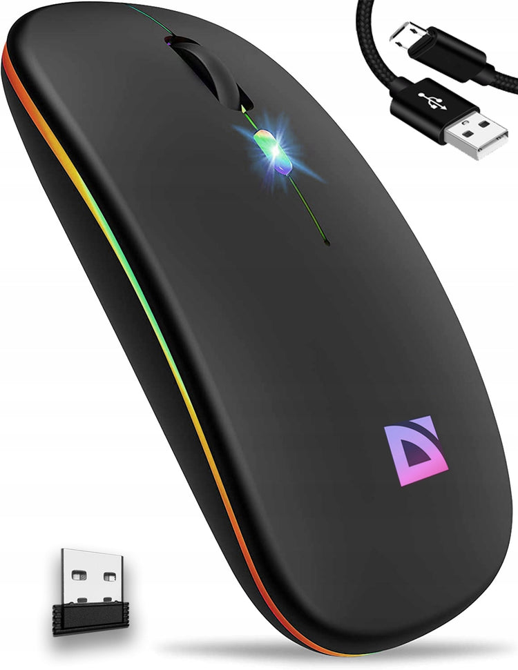 Plona tyli belaidė pelė „Defender Touch MM-997“ su Bluetooth, įkraunama, RGB