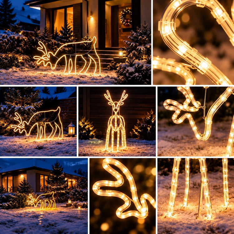 LED neono šiaurės elnias „Gotel“, 100 cm, 8 režimai, lauko dekoracija