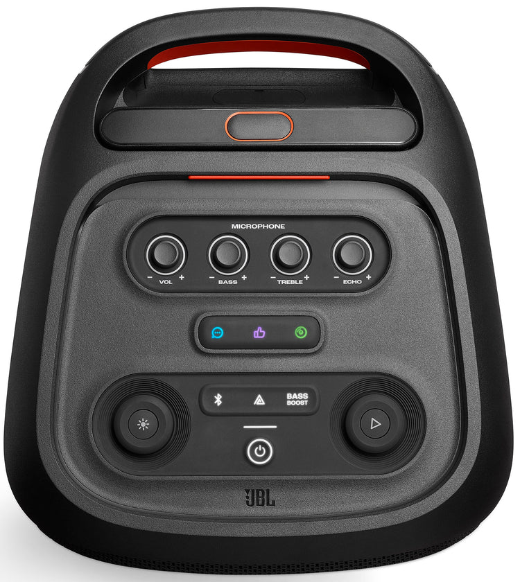 Didelė nešiojama kolonėlė „JBL PartyBox Stage 320“, 240 W, su karaoke ir šviesos efektais, juoda