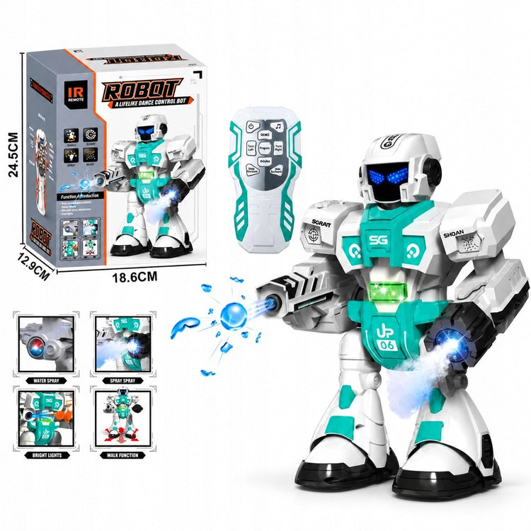 Valdomas robotas „HollaKids“, šaudantis kamuoliukais, su garais