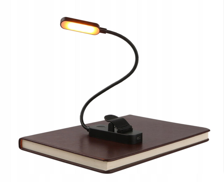 Įkraunama LED knygų skaitymo lemputė su segtuku, 34 cm, 3 šviesos spalvos