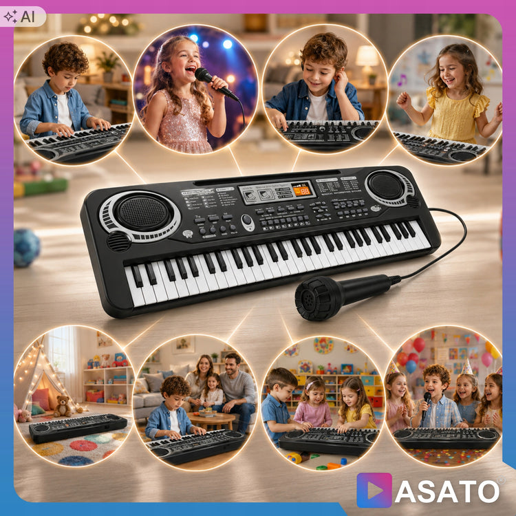 Vaikiškas sintezatorius-pianinas „Asato“ su mikrofonu