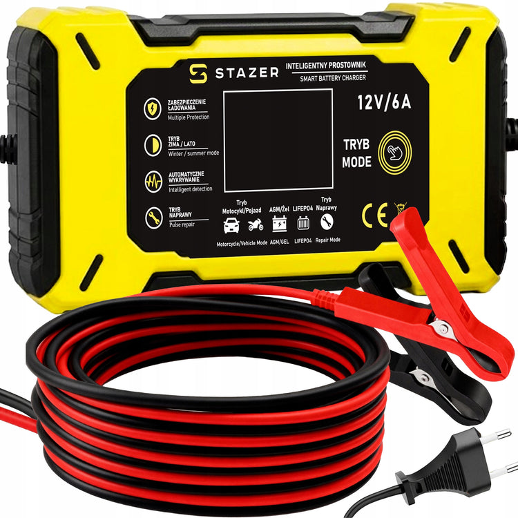Akumuliatorių įkroviklis „Stazer“ 12 V, 6 A, AGM / GEL / LiFePO4