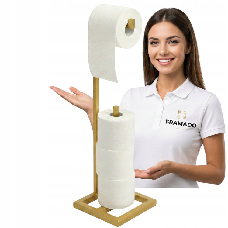 Metalinis loft stiliaus tualetinio popieriaus stovas „Framado“, auksinis