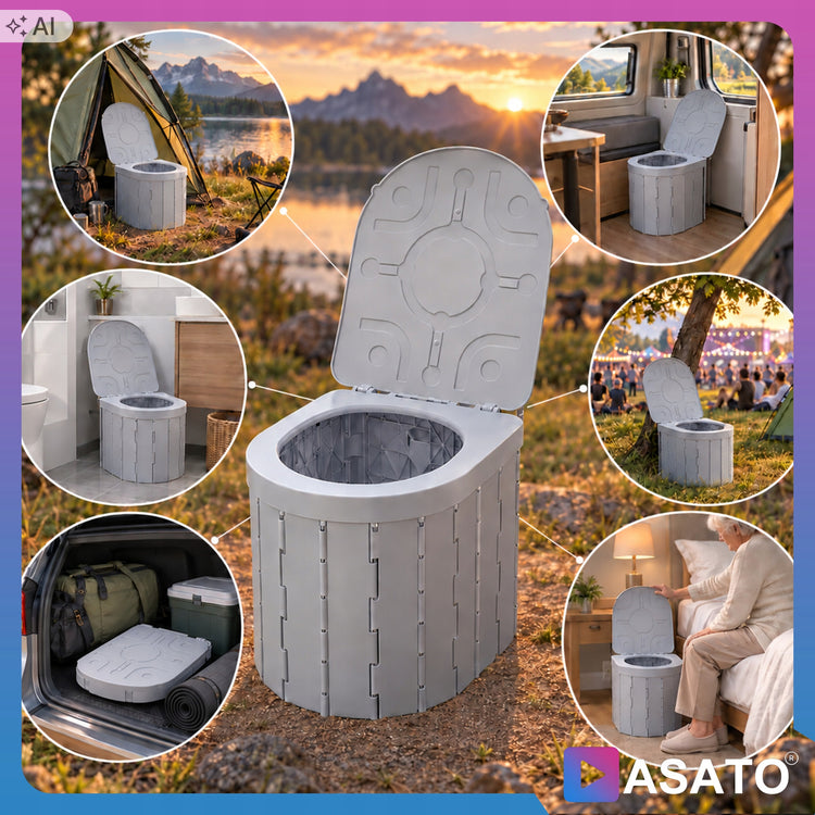 Sulankstomas turistinis tualetas su maišeliais „Asato Easy Clean“, 25 l