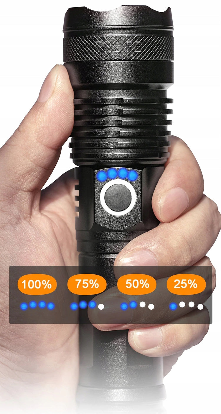 Taktinis LED žibintuvėlis XHP50 su ZOOM, 1000 lm, IPX8