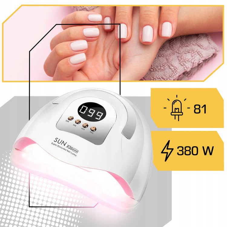 UV LED nagų lempa „Lewer SUN X26 Max“, 380 W, 81 diodas