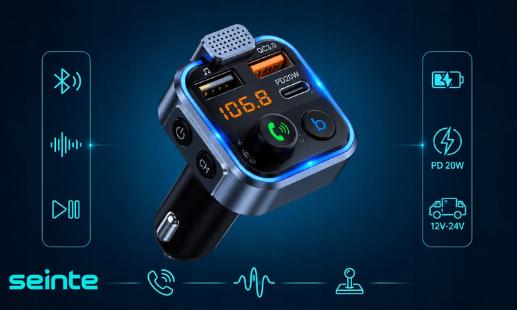Bluetooth FM siųstuvas automobiliui „Seinte XC200“ su USB-A ir USB-C
