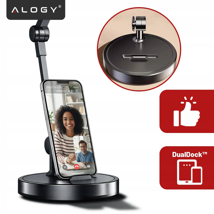 Stalinis planšetės ir telefono laikiklis su reguliuojama ranka „Alogy FlexiArm“