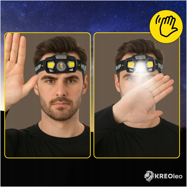 Galingas COB LED žibintuvėlis ant galvos, iki 1200 lm, įkraunamas – nuotrauka 2