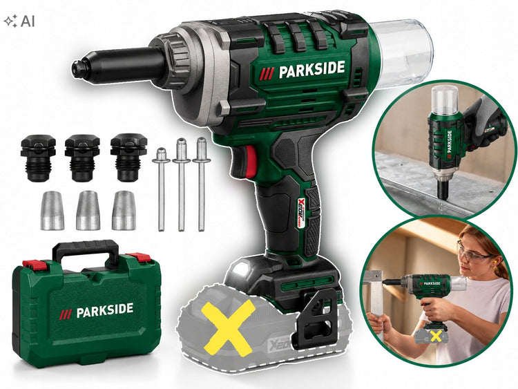 Akumuliatorinis kniedytuvas „Parkside PABNSG 20-Li A1“, 20 V, su lagaminu