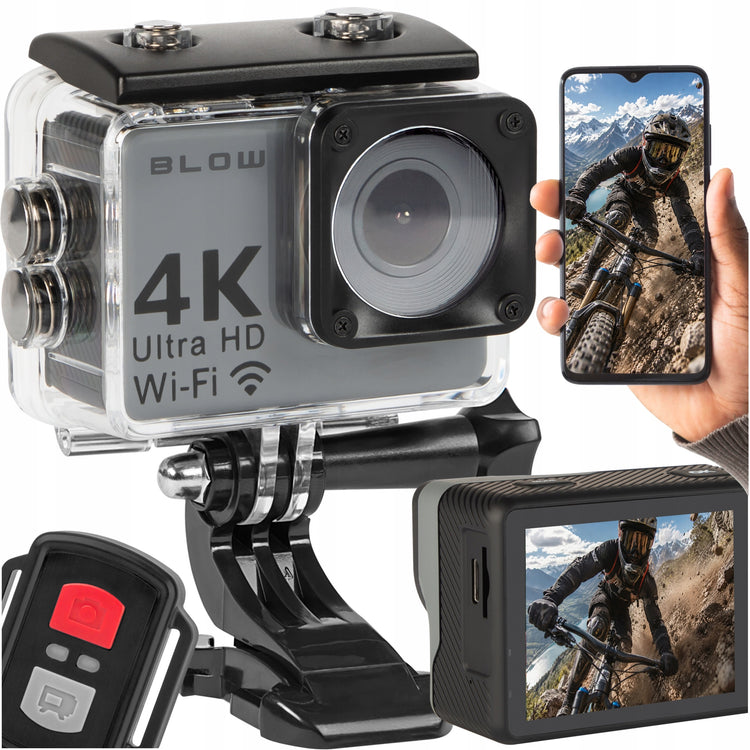 Veiksmo kamera „Blow GoPro4U“ 4K UHD su Wi-Fi, mikrofonu ir priedais