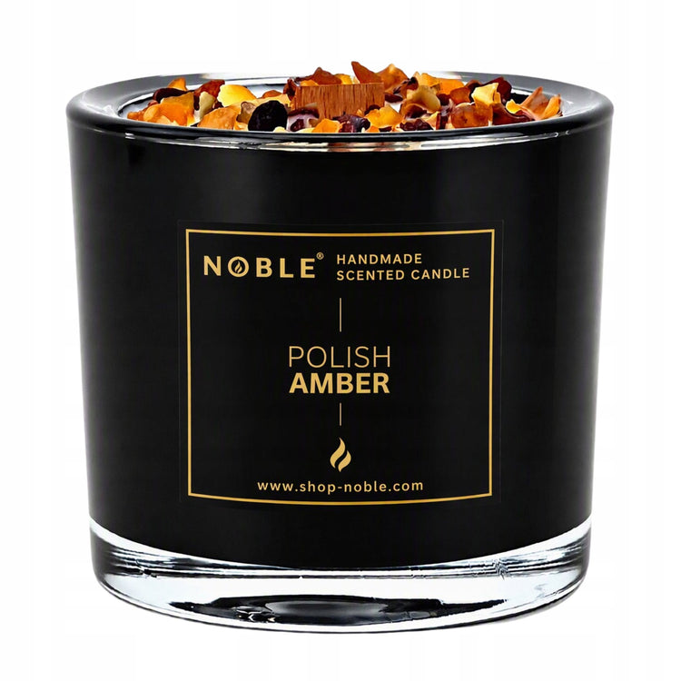 Kvapioji sojų vaško žvakė su gintaru „Noble Polish Amber“, juoda