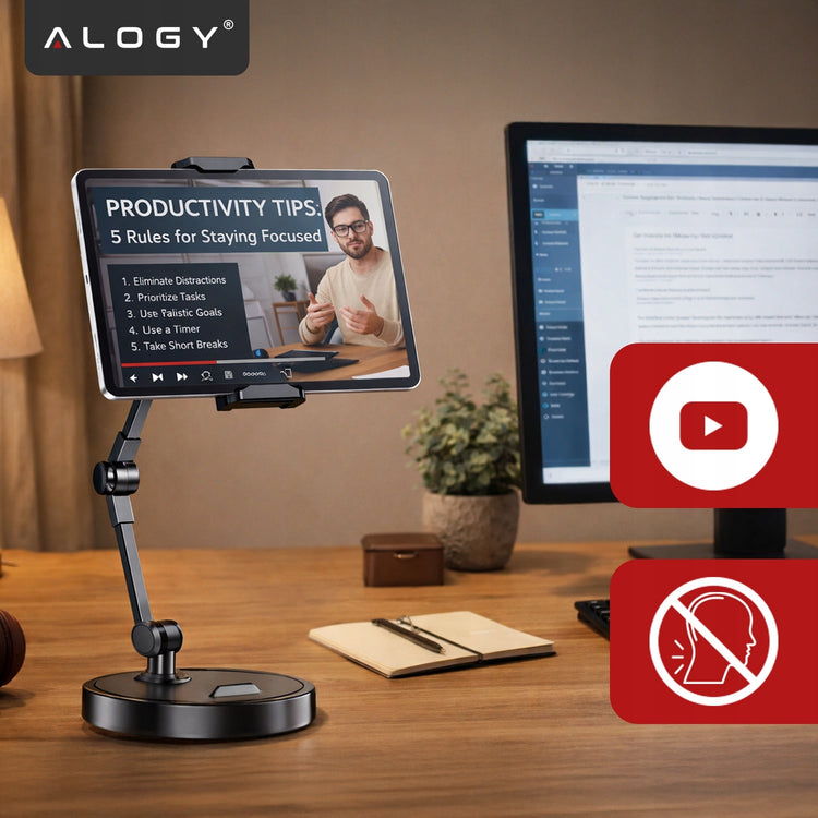 Stalinis planšetės ir telefono laikiklis su reguliuojama ranka „Alogy FlexiArm“