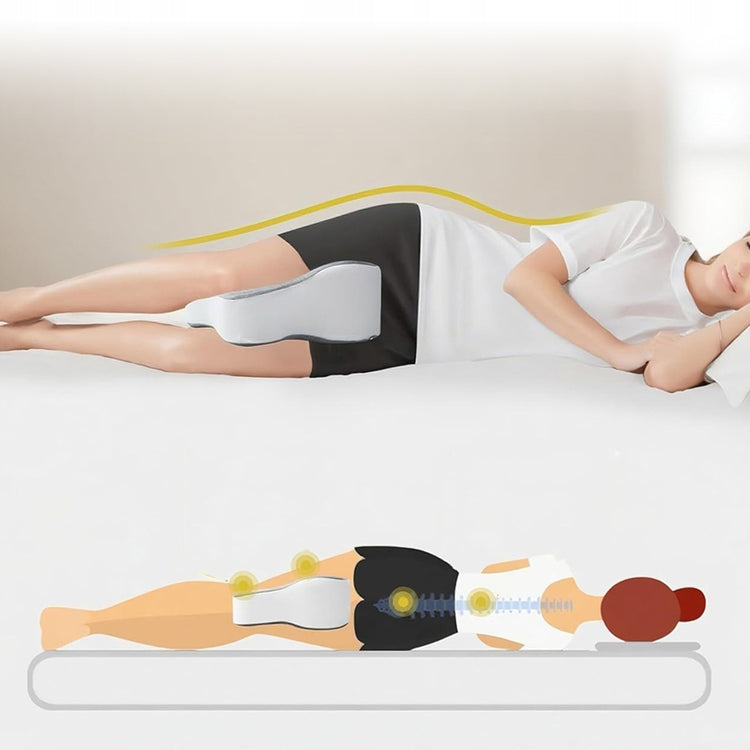Ortopedinė pagalvėlė tarp kelių, memory foam, pilka-balta