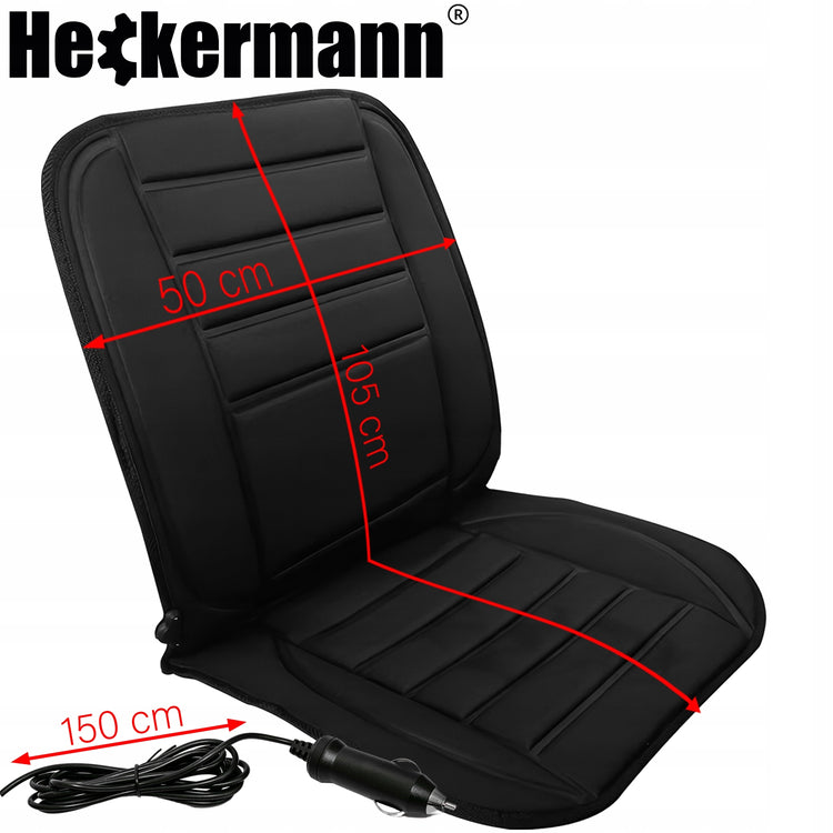 Šildomas automobilio sėdynės kilimėlis „Heckermann ZL011“ su pultu, 12 V, 48 W