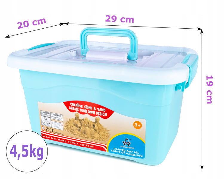 Kinetinio smėlio rinkinys XXL 4 kg su formelėmis, kranu ir baseinu