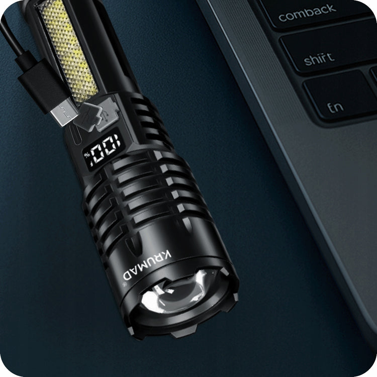 Akumuliatorinis LED žibintuvėlis „Krumad“ su LCD baterijos ekranu, USB-C