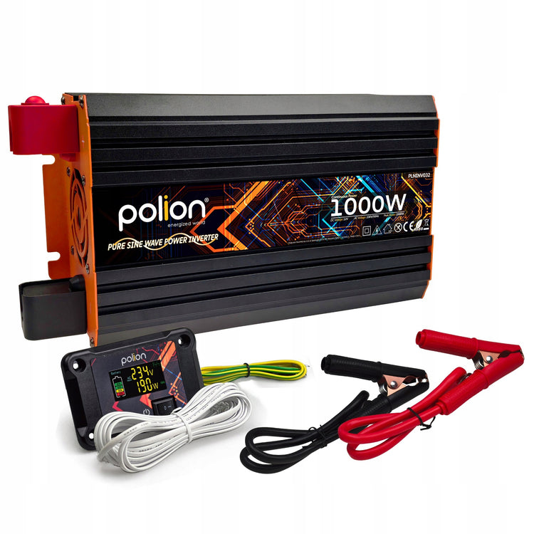 Įtampos keitiklis „Polion“ 12 V / 230 V, 1000 W, gryna sinusinė banga – nuotrauka 1